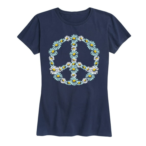 Instant Message - Floral Peace Sign - Women's Short Sleeve Graphic T-shirt