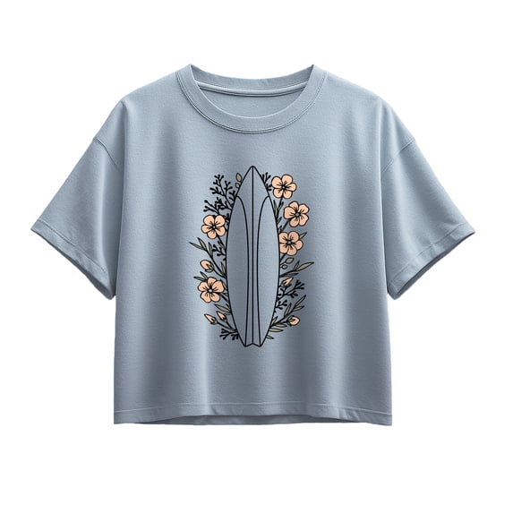 Instant Message - Floral Surfboard Short Sleeve Boxy Graphic T-Shirt