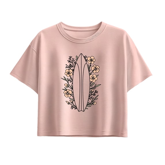 Instant Message - Floral Surfboard Short Sleeve Boxy Graphic T-Shirt