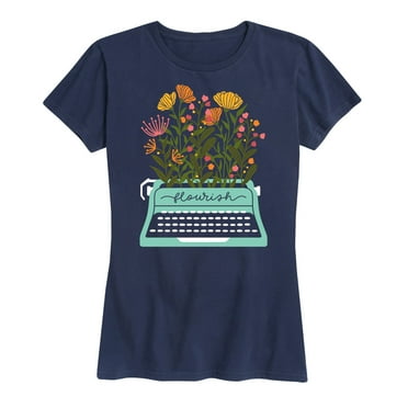 Instant Message - Floral Typewriter - Women's Short Sleeve Graphic T-Shirt