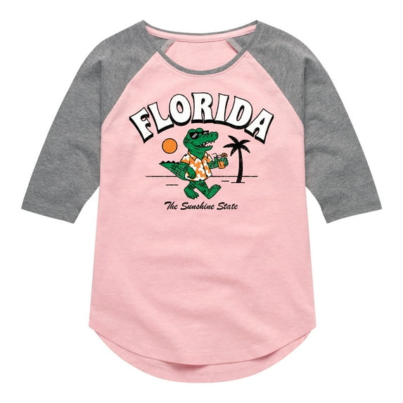 Instant Message - Florida, The Sunshine State - Toddler & Youth Girls Raglan Graphic T-Shirt