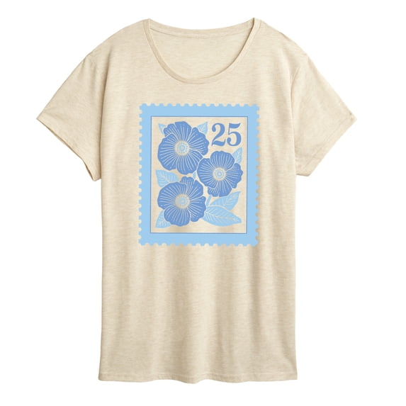 Instant Message - Flower Stamp Short Sleeve Graphic T-Shirt