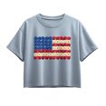 thumbnail image 1 of Instant Message - Flower USA Flag Short Sleeve Boxy Graphic T-Shirt, 1 of 6