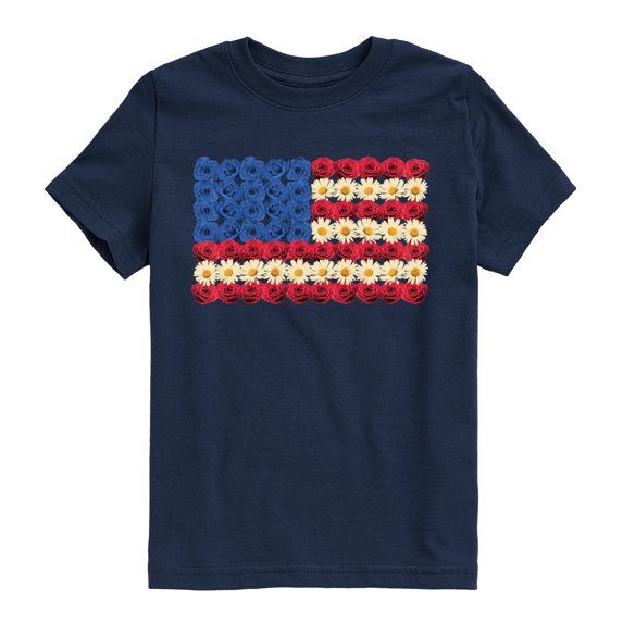 Instant Message - Flower USA Flag Short Sleeve Graphic T-Shirt
