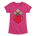 thumbnail image 1 of Instant Message - Flowers In Heart - Toddler And Youth Girls Short Sleeve Graphic T-Shirt, 1 of 6