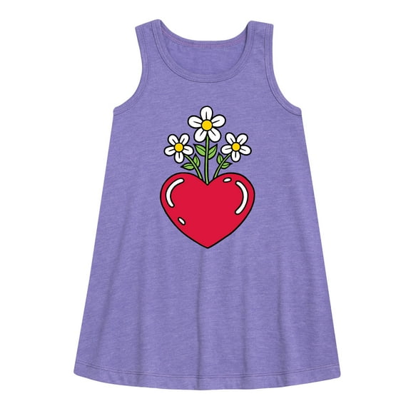 Instant Message - Flowers In Heart - Toddler and Youth Girls A-line Dress
