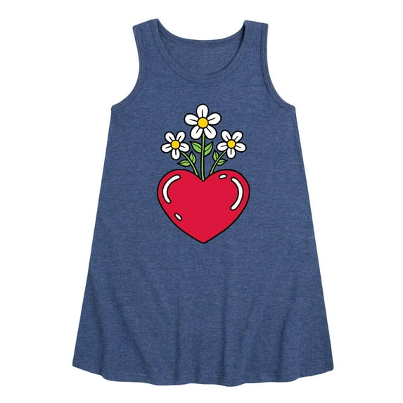 Instant Message - Flowers In Heart - Toddler and Youth Girls A-line Dress