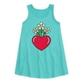 thumbnail image 1 of Instant Message - Flowers In Heart - Toddler and Youth Girls A-line Dress, 1 of 5