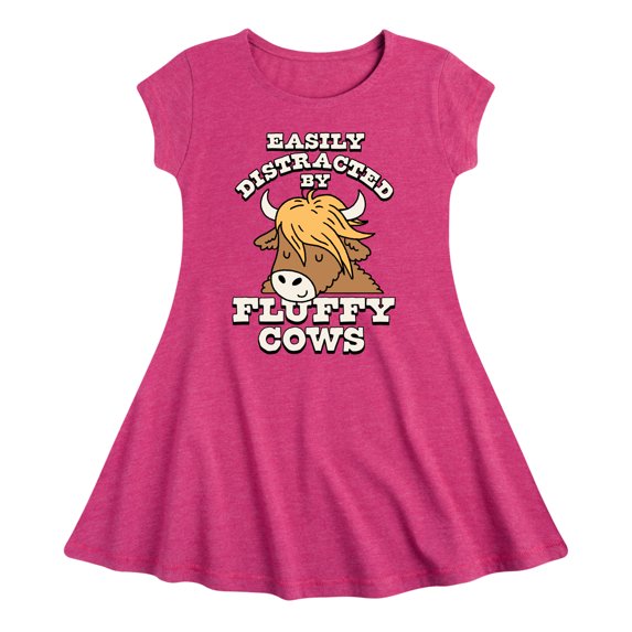 Instant Message - Fluffy Cows - Toddler And Youth Girls Fit And Flare Dress