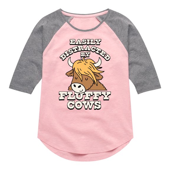 Instant Message - Fluffy Cows - Toddler And Youth Girls Raglan Graphic T-Shirt