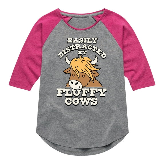Instant Message - Fluffy Cows - Toddler And Youth Girls Raglan Graphic T-Shirt
