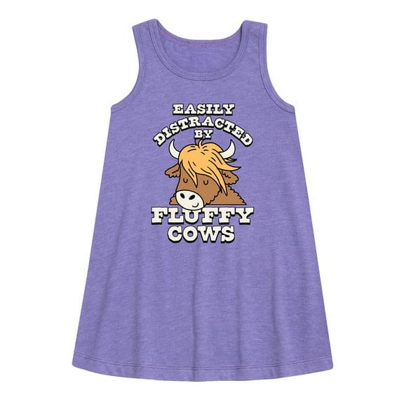 Instant Message - Fluffy Cows - Toddler and Youth Girls A-line Dress