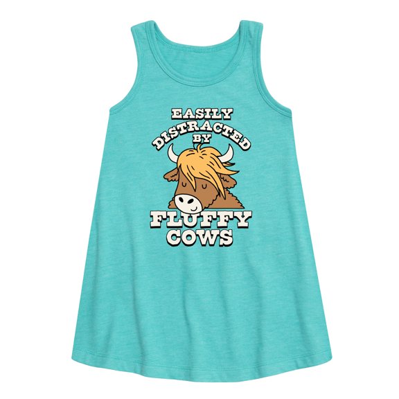 Instant Message - Fluffy Cows - Toddler and Youth Girls A-line Dress