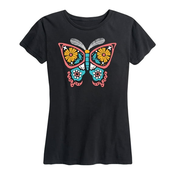 Instant Message - Folk Butterfly - Women's Short Sleeve Graphic T-Shirt