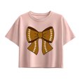 thumbnail image 1 of Instant Message - Football Bow Short Sleeve Boxy Graphic T-Shirt, 1 of 5