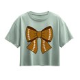 thumbnail image 1 of Instant Message - Football Bow Short Sleeve Boxy Graphic T-Shirt, 1 of 5