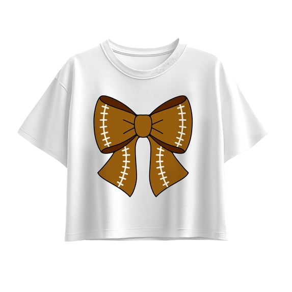 Instant Message - Football Bow Short Sleeve Boxy Graphic T-Shirt