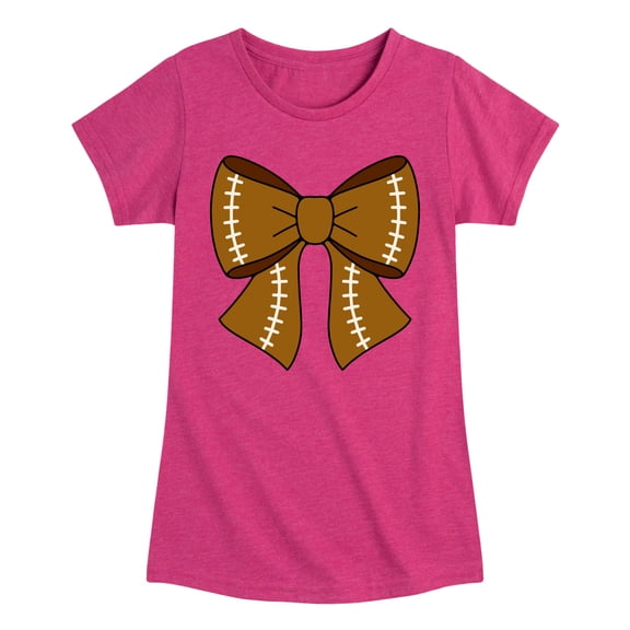 Instant Message - Football Bow - Youth Girls Short Sleeve T-Shirt