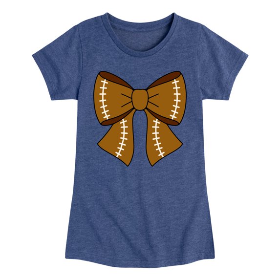 Instant Message - Football Bow - Youth Girls Short Sleeve T-Shirt