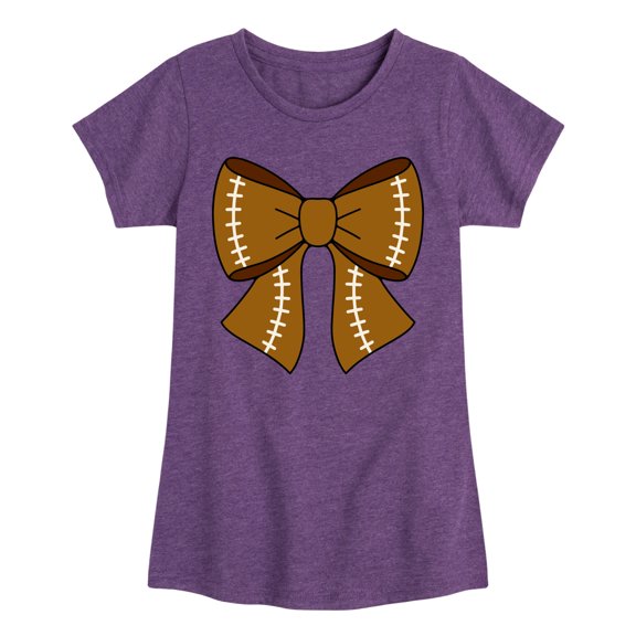 Instant Message - Football Bow - Youth Girls Short Sleeve T-Shirt
