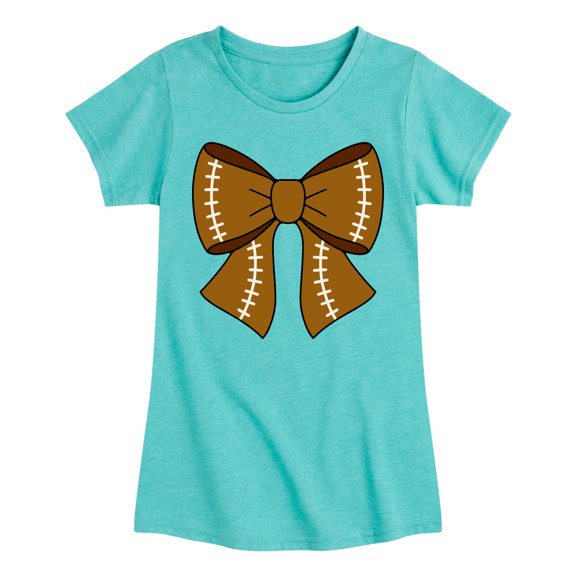Instant Message - Football Bow - Youth Girls Short Sleeve T-Shirt