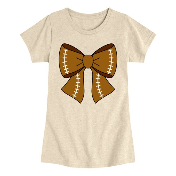 Instant Message - Football Bow - Youth Girls Short Sleeve T-Shirt