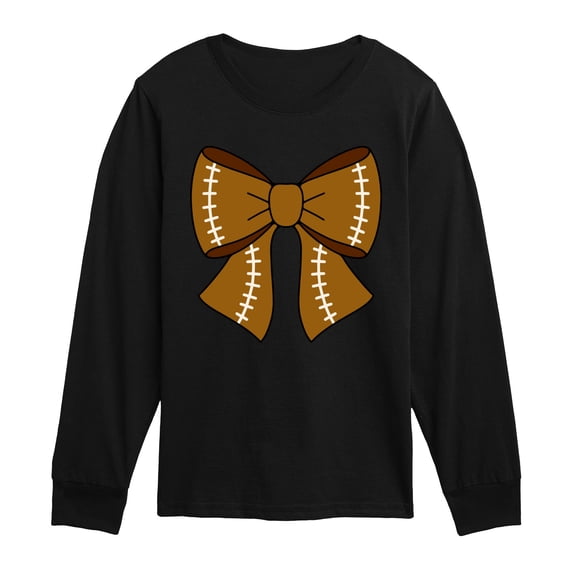 Instant Message - Football Bow - Youth Long Sleeve Graphic T-Shirt