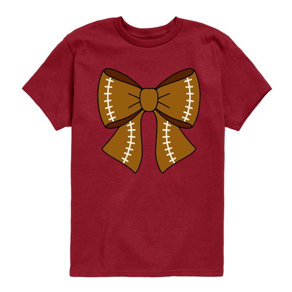 Instant Message - Football Bow Short Sleeve Graphic T-Shirt