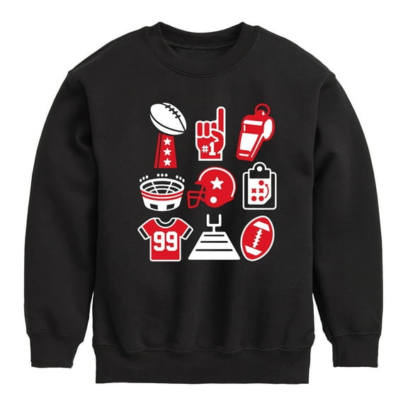 Instant Message - Football Icons - Toddler & Youth Crewneck Fleece Sweatshirt