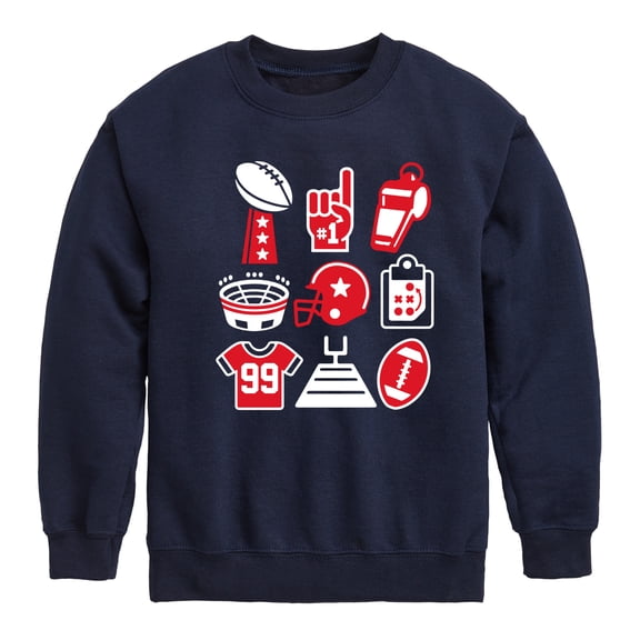 Instant Message - Football Icons - Toddler & Youth Crewneck Fleece Sweatshirt