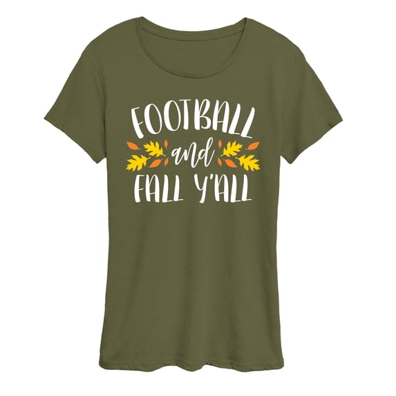 Instant Message - Football and Fall Y'all Short Sleeve Graphic T-Shirt