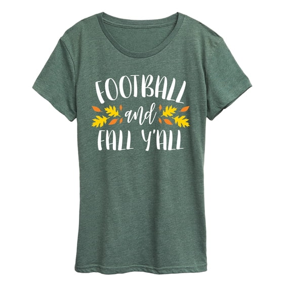 Instant Message - Football and Fall Y'all Short Sleeve Graphic T-Shirt