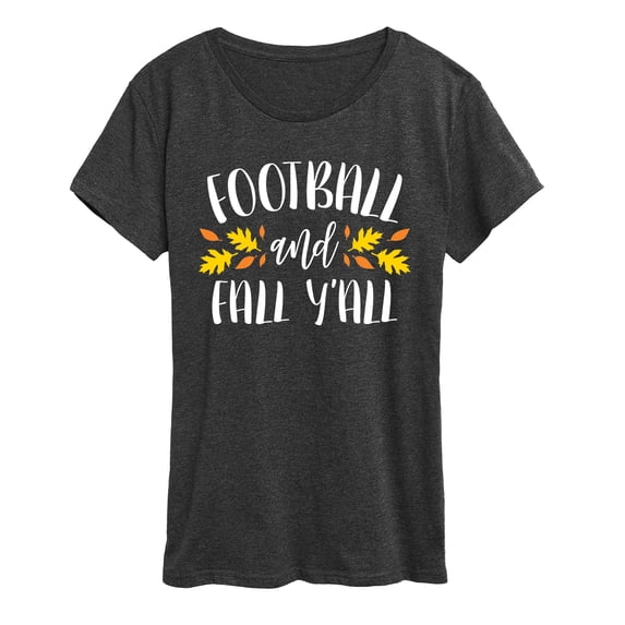 Instant Message - Football and Fall Y'all Short Sleeve Graphic T-Shirt