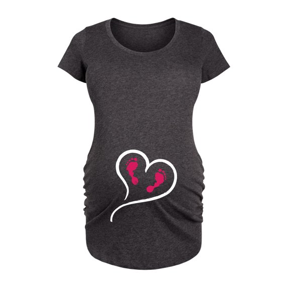 Instant Message - Footprints Heart - Women's Maternity Scoop Neck Graphic T-Shirt