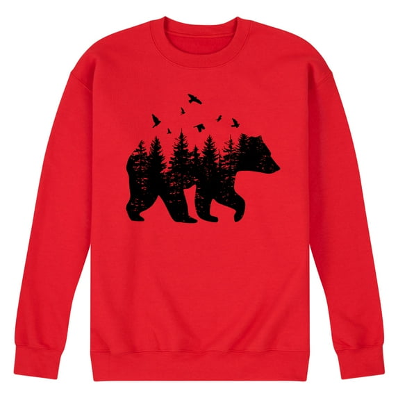 Instant Message - Forest Bear Silhouette - Men's Crew Neck Fleece Pullover