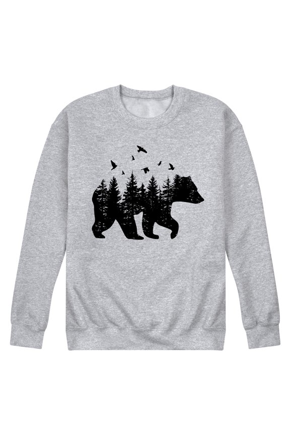 - Forest Bear Silhouette - Men's Crew Neck Fleece Pullover