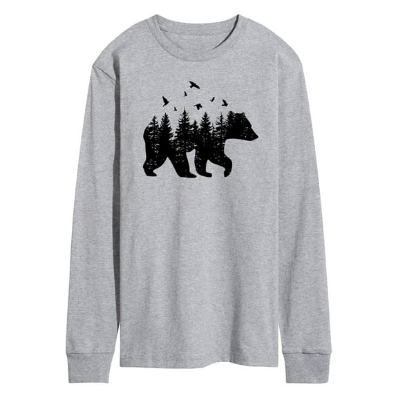 Instant Message - Forest Bear Silhouette - Men's Long Sleeve T-Shirt