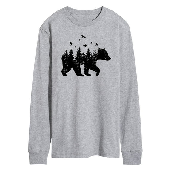 Instant Message - Forest Bear Silhouette - Men's Long Sleeve T-Shirt