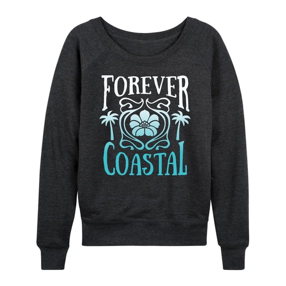 Instant Message - Forever Coastal Lightweight French Terry Wide Neck Long Sleeve Graphic Shirt
