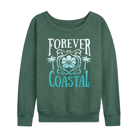 Instant Message - Forever Coastal Lightweight French Terry Wide Neck Long Sleeve Graphic Shirt