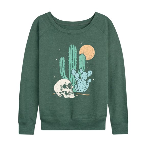 Instant Message - Cactus Skull - Women's French Terry Long Sleeve Pullover