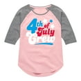 thumbnail image 1 of Instant Message - Fourth Of July Crew Retro Script - Toddler & Youth Girls Raglan Graphic T-Shirt, 1 of 6