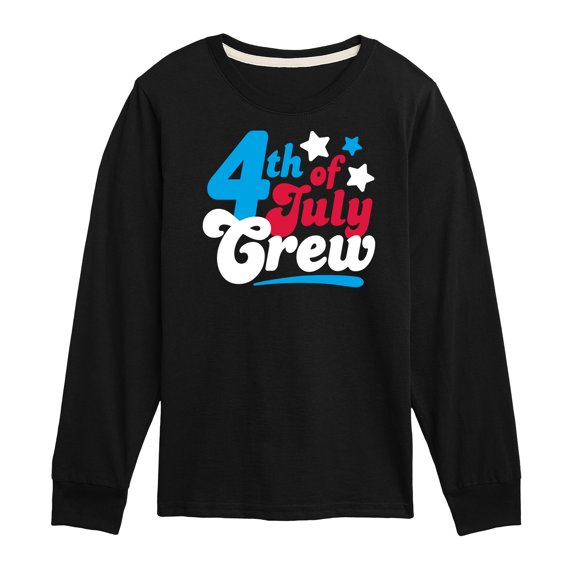 Instant Message - Fourth Of July Crew Retro Script - Toddler & Youth Long Sleeve Graphic T-Shirt