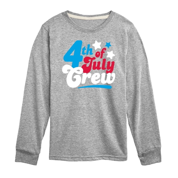Instant Message - Fourth Of July Crew Retro Script - Toddler & Youth Long Sleeve Graphic T-Shirt