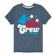 thumbnail image 1 of Instant Message - Fourth Of July Crew Retro Script - Toddler & Youth Short Sleeve Graphic T-Shirt, 1 of 6