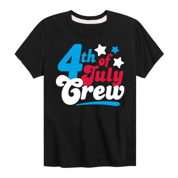 Instant Message - Fourth Of July Crew Retro Script - Toddler & Youth Short Sleeve Graphic T-Shirt