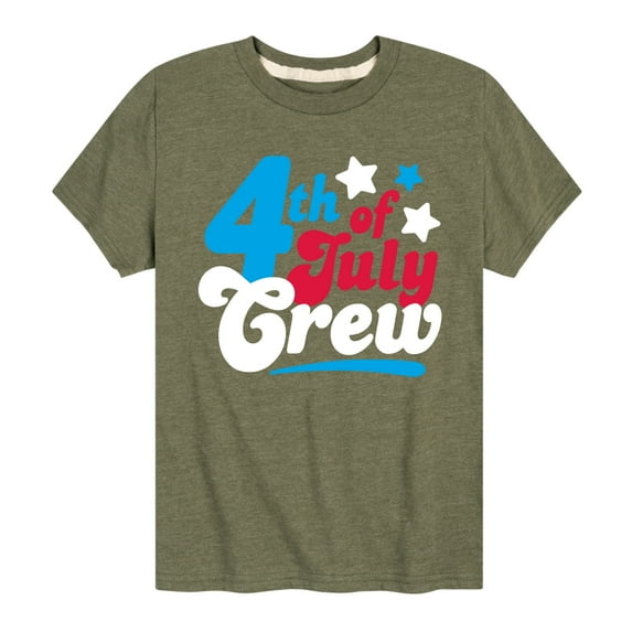 Instant Message - Fourth Of July Crew Retro Script - Toddler & Youth Short Sleeve Graphic T-Shirt