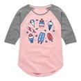 thumbnail image 1 of Instant Message - Fourth Of July Desserts - Toddler & Youth Girls Raglan Graphic T-Shirt, 1 of 5