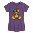thumbnail image 1 of Instant Message - Fourth of July - Cool Teddy America Shades & USA - Toddler & Youth Girls Short Sleeve T-Shirt, 1 of 5