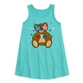 thumbnail image 1 of Instant Message - Fourth of July - Cool Teddy with America Shades & USA - Toddler & Youth Girls A-line Dress, 1 of 4